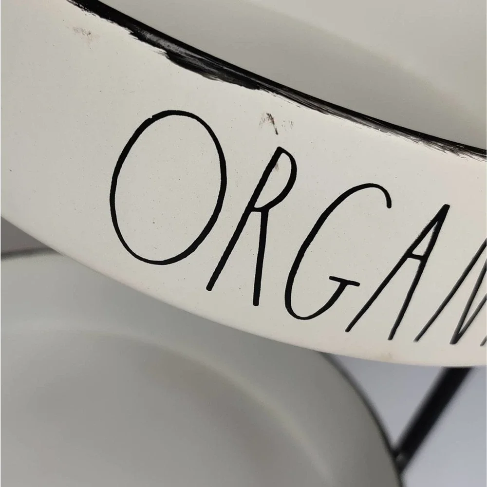 Rae Dunn Rustic White Metal Two Tiered Organic Farmhouse Kitchen Tray